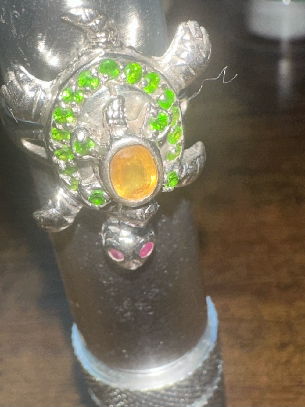 Sterling Silver Mama Turtle and Baby Ring 8